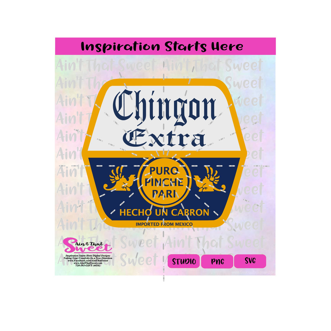 Chingon Extra Label - Puro Pinche Paro- Transparent PNG, SVG - Silhouette, Cricut, Scan N Cut