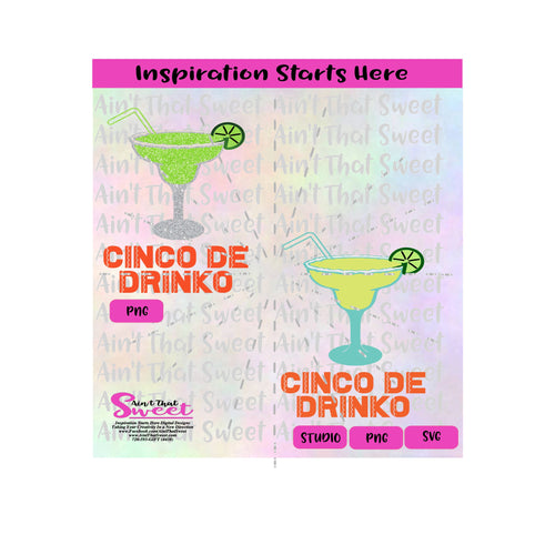 Cinco De Drinko for Cinco De Mayo | Margarita with Lime and Straw - Transparent PNG, SVG - Silhouette, Cricut, Scan N Cut