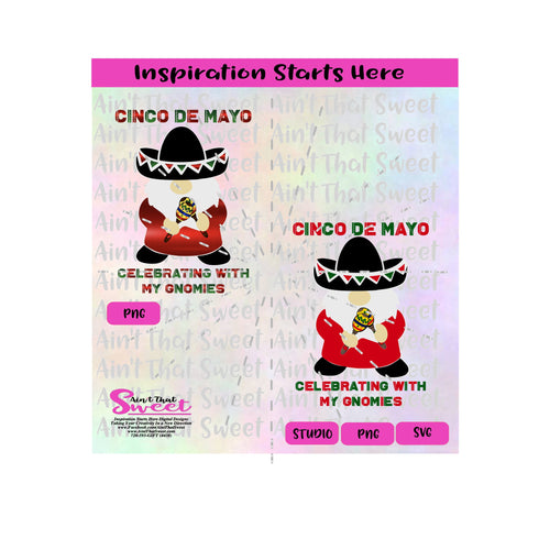 Cinco De Mayo -Celebrating With My Gnomies | Gnome holding Maracas - Transparent PNG, SVG  - Silhouette, Cricut, Scan N Cut