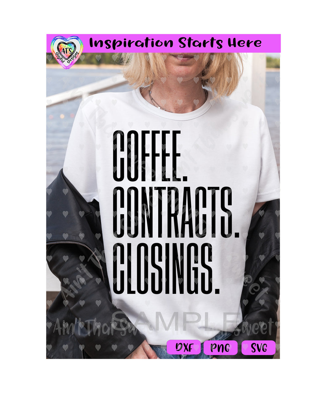 Coffee, Contracts, Closings - Transparent PNG SVG DXF - Silhouette, Cricut, ScanNCut