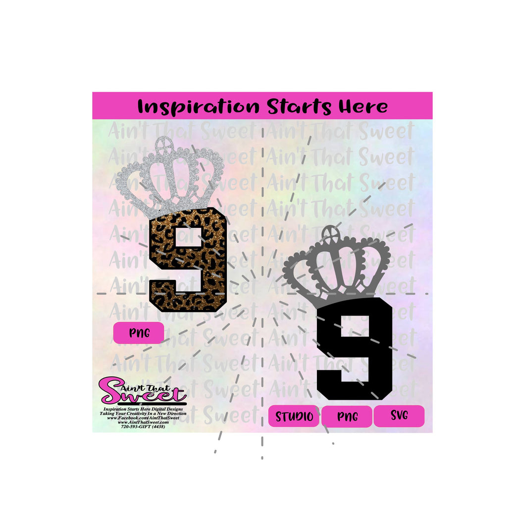 Crown with 9 -Transparent PNG, SVG  - Silhouette, Cricut, Scan N Cut