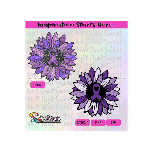Daisy | Multi Color Purples | Lupus Awareness | Ribbon - Transparent PNG, SVG  - Silhouette, Cricut, Scan N Cut