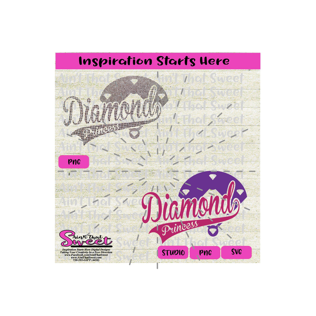 Diamond Princess Softball Diamond - Transparent SVG-PNG  - Silhouette, Cricut, Scan N Cut