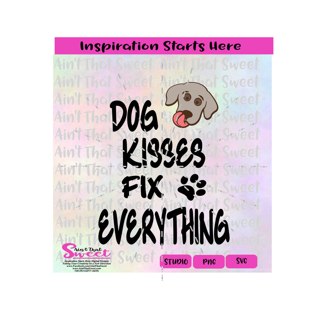 Dog Kisses Fix Everything | Dog Kissing | Tongue Paw Print - Transparent PNG, SVG  - Silhouette, Cricut, Scan N Cut