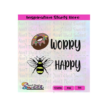 Donut Worry Bee Happy - Transparent PNG, SVG  - Silhouette, Cricut, Scan N Cut