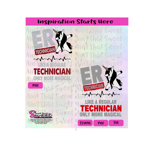 ER Technician | Like A Regular Technician Only More Magical | Unicorn | Heartbeat - Transparent PNG, SVG  - Silhouette, Cricut, Scan N Cut