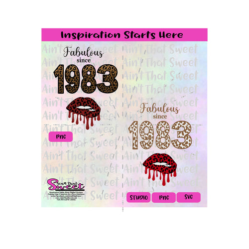 Fabulous Since 1983 Lips Dripping, Leopard Print | Animal Print - Transparent PNG, SVG  - Silhouette, Cricut, Scan N Cut