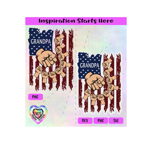 Distressed Flag | Grandpa with 8 Fist Bumps - Transparent PNG SVG DXF - Silhouette, Cricut, ScanNCut