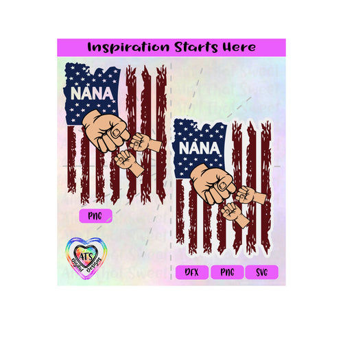 Distressed Flag | Nana with 2 Fist Bumps - Transparent PNG SVG DXF - Silhouette, Cricut, ScanNCut