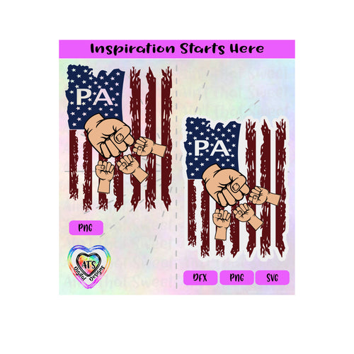 Distressed Flag | Pa with 3 Fist Bumps - Transparent PNG SVG DXF - Silhouette, Cricut, ScanNCut