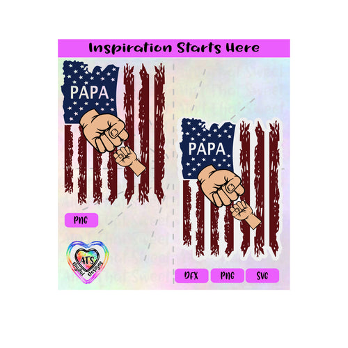 Distressed Flag | Papa with 1 Fist Bump - Transparent PNG SVG DXF - Silhouette, Cricut, ScanNCut