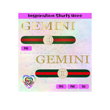 Gemini | Horoscope | Red Green Stripes | Astrology Symbol The Twins |  May 21-June 20 - Transparent PNG SVG DXF - Silhouette, Cricut, ScanNCut