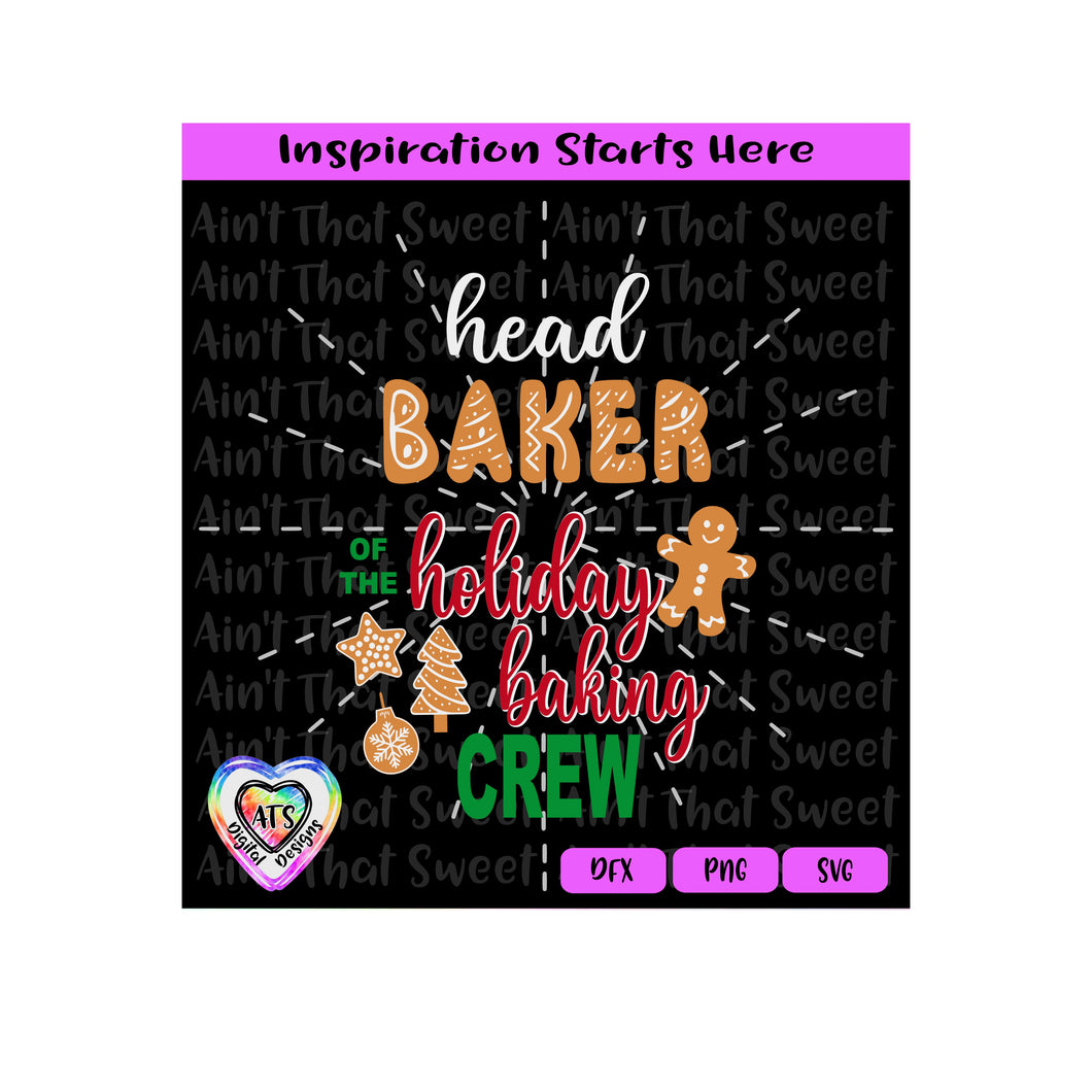 Gingerbread-Head Baker Of The Holiday Baking Crew - Transparent PNG SVG DXF - Silhouette, Cricut, ScanNCut