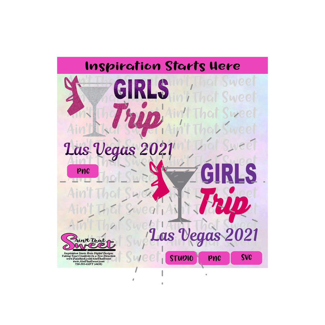 Girls Trip Las Vegas 2021 High Heel Shoe Martini Glass - Transparent PNG, SVG  - Silhouette, Cricut, Scan N Cut