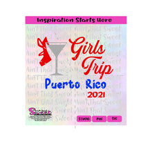 Girls Trip Puerto Rico 2021 Martini Glass High Heel Shoe - Transparent PNG, SVG  - Silhouette, Cricut, Scan N Cut