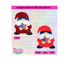 Gnome Holding Flag Design Star - Transparent PNG, SVG - Silhouette, Cricut, Scan N Cut