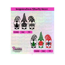 Christmas Gnomes | Holding a Tree, Present, Snowflake - Transparent PNG, SVG  - Silhouette, Cricut, Scan N Cut