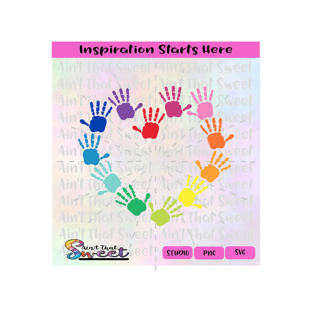 Hands Forming A Heart  | 12 Handprints - Transparent PNG, SVG  - Silhouette, Cricut, Scan N Cut