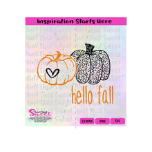 Hello Fall | Pumpkins | Leopard Print | Heart, VS 2 - Transparent PNG, SVG  - Silhouette, Cricut, Scan N Cut