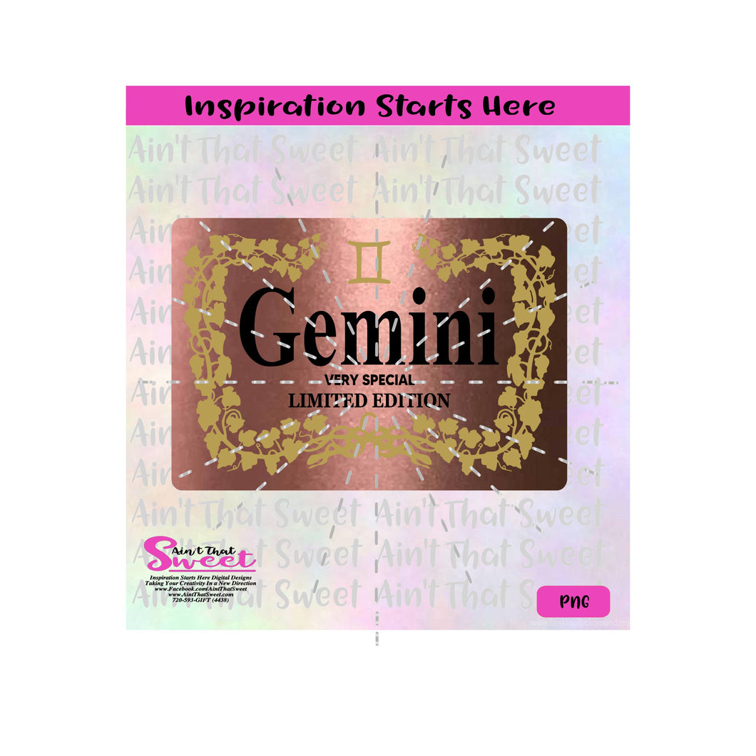 Henny Border with Rose Gold Background - Gemini | PNG Only (1 File) - Sublimation, Printing