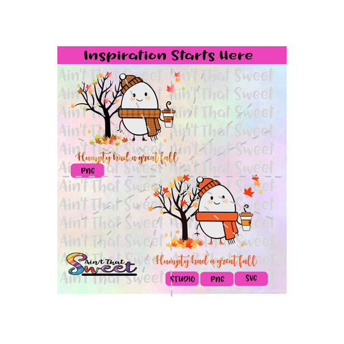 Humpty Had A Great Fall - Egg, Leaves, Coffee Cup - Transparent PNG, SVG  - Silhouette, Cricut, Scan N Cut