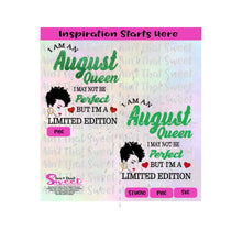 I Am An August Queen | I May Not Be Perfect But I'm A Limited Edition | Silhouette | Crown - Transparent PNG, SVG  - Silhouette, Cricut, Scan N Cut