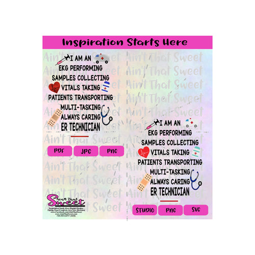 I Am An EKG Performing Samples Collecting Vitals Taking ... ER Technician - Transparent PNG, SVG, PDF  - Silhouette, Cricut, Scan N Cut