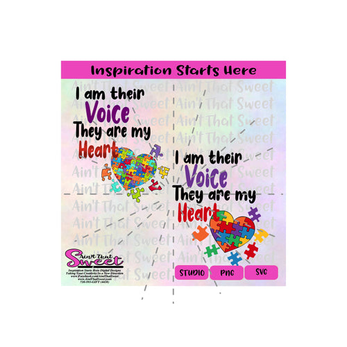 I Am Their Voice They Are My Heart | Autism Puzzle Heart - Transparent PNG, SVG  - Silhouette, Cricut, Scan N Cut