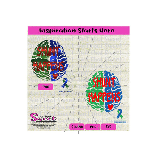Intracranial Awareness Brain | Shunt Happens | Ribbons - Transparent PNG, SVG  - Silhouette, Cricut, Scan N Cut
