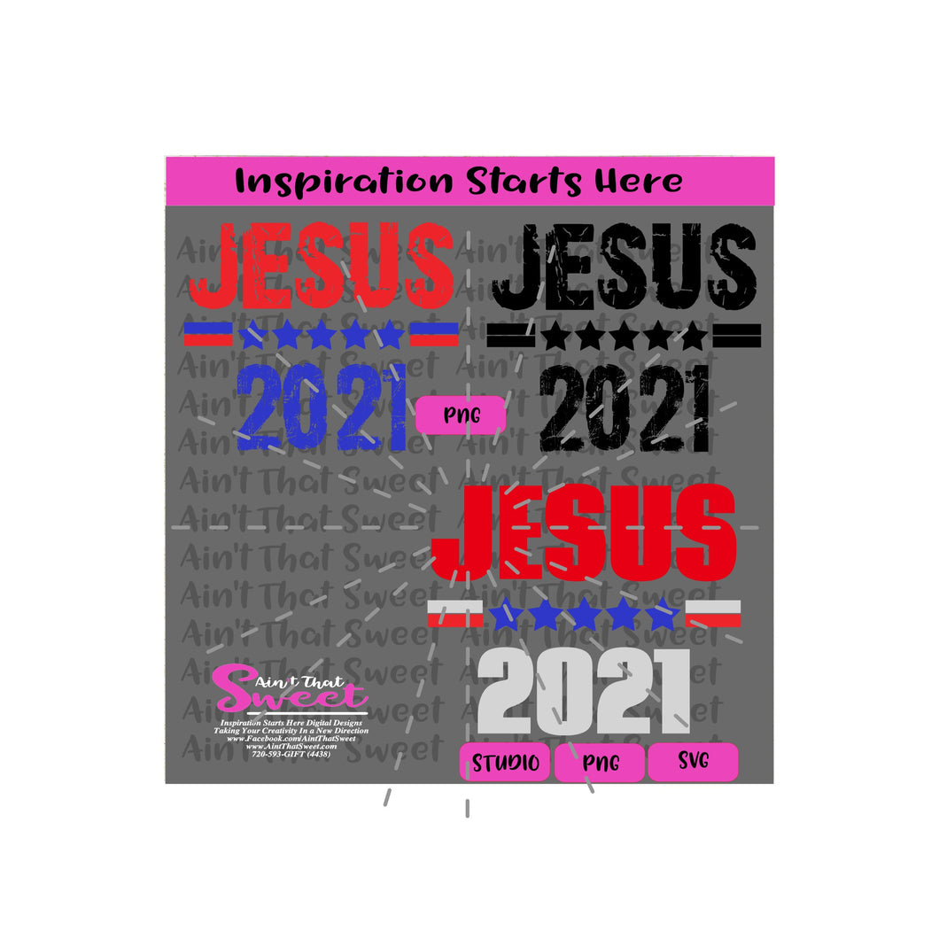 Jesus 2021 with Stars - Transparent SVG-PNG  - Silhouette, Cricut, Scan N Cut