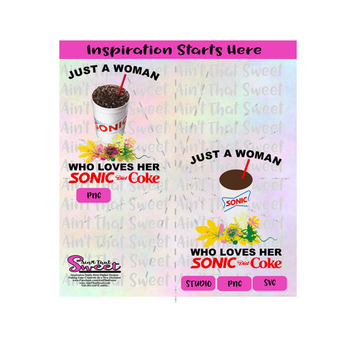 Sonic Drive-in Inspired Image - Just A Woman Who Loves Sonic Diet Coke -Transparent PNG, SVG  - Silhouette, Cricut, Scan N Cut