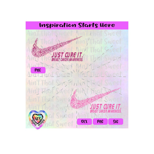 Just Cure It | Breast Cancer Awareness | Ribbons | Swish - Transparent PNG SVG DXF - Silhouette, Cricut, Scan N Cut