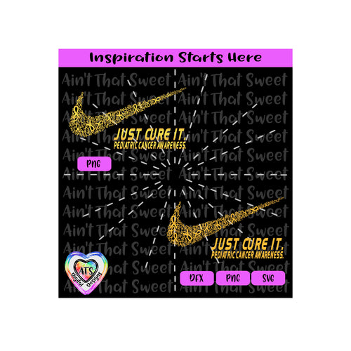 Just Cure It | Pediatric Cancer Awareness | Ribbons | Swish - Transparent PNG SVG DXF - Silhouette, Cricut, Scan N Cut
