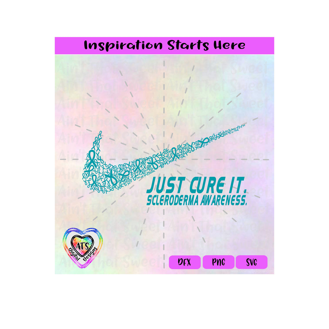 Just Cure It | Scleroderma Awareness | Ribbons - Transparent PNG SVG DXF - Silhouette, Cricut, Scan N Cut