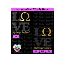 Love My Omega Husband | Omega Symbol | Love in Dotted Pattern - Transparent PNG SVG DXF - Silhouette, Cricut, ScanNCut