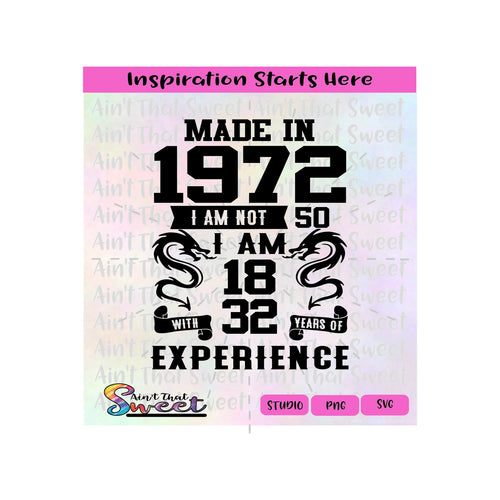 Made In 1972 | I Am Not 50 | I Am 18 With 32 Years Of Experience | Banners | Scroll - Transparent PNG, SVG  - Silhouette, Cricut, Scan N Cut