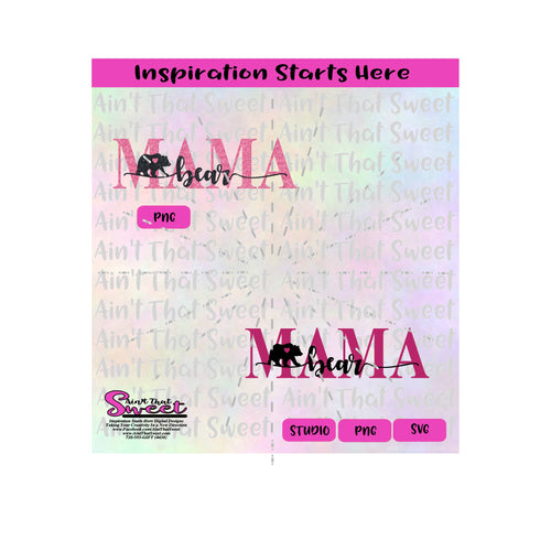 Mama Bear | Pink Mama -Transparent PNG, SVG  - Silhouette, Cricut, Scan N Cut