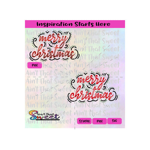 Merry Christmas | Bordered | Dots | Dashes - Transparent PNG, SVG  - Silhouette, Cricut, Scan N Cut