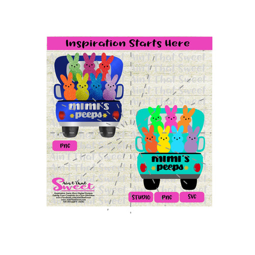 Mimi's Peeps | 7 (Seven) Bunny Peeps in Back of Pickup Truck - Transparent PNG, SVG  - Silhouette, Cricut, Scan N Cut