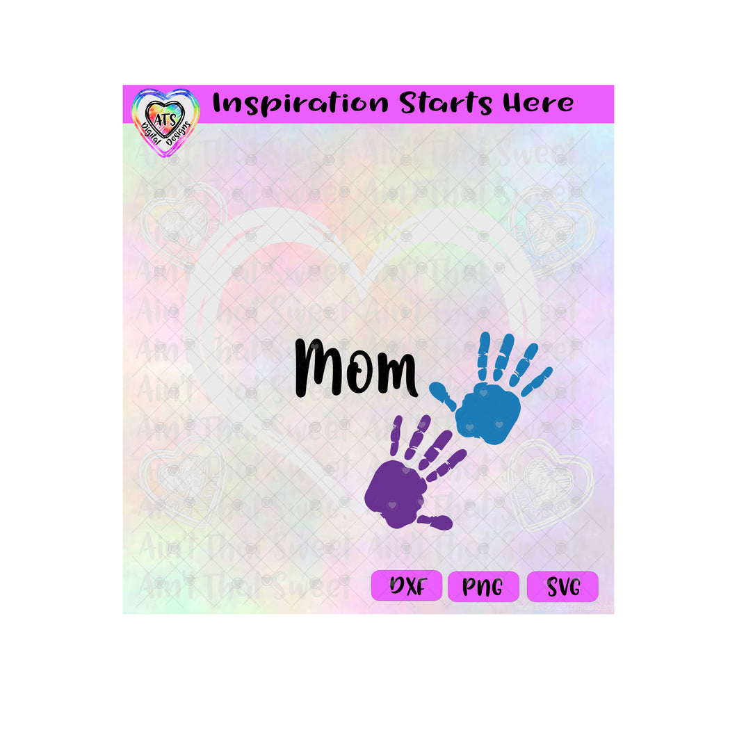 Heart | Mom | 2 Hand Prints  - Transparent PNG, SVG, DXF  - Silhouette, Cricut, Scan N Cut