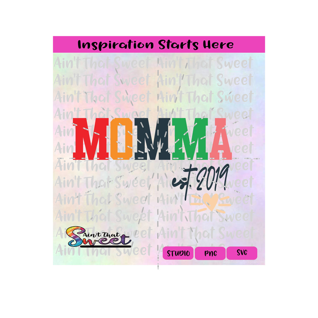 Momma | Est. 2019 | Heart - Transparent PNG, SVG  - Silhouette, Cricut, Scan N Cut