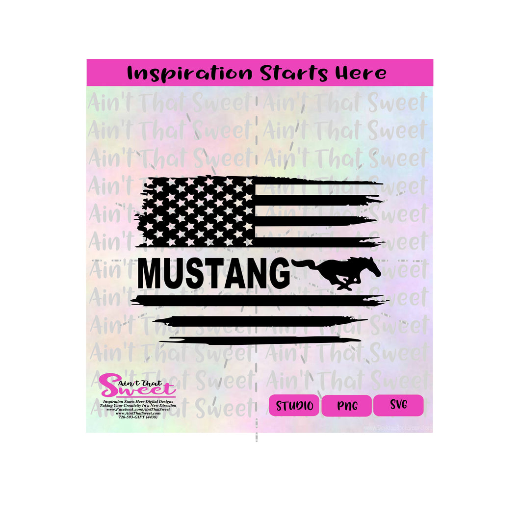 Mustang Flag | Horizontal - Transparent PNG, SVG  - Silhouette, Cricut, Scan N Cut