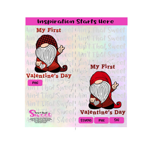 My First Valentine's Day | Gnome | Holding Heart - Transparent PNG, SVG  - Silhouette, Cricut, Scan N Cut