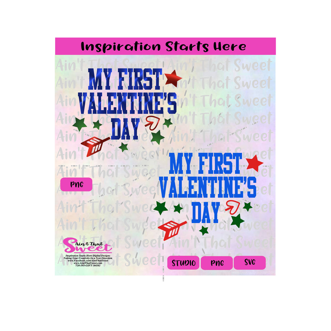 My First Valentine's Day with Stars and Arrow - Transparent PNG, SVG  - Silhouette, Cricut, Scan N Cut