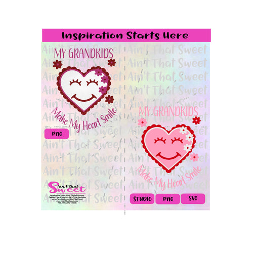 My Grandkids Make My Heart Smile | Daisies | Hearts - Transparent PNG, SVG  - Silhouette, Cricut, Scan N Cut