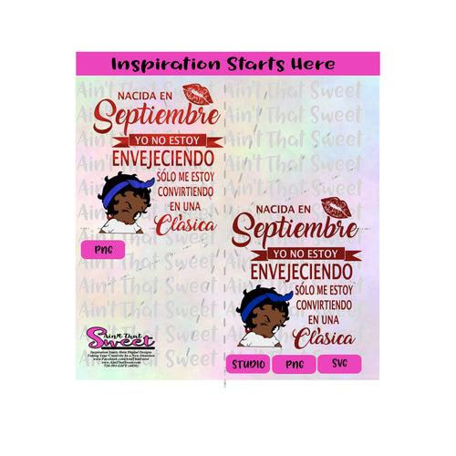 Nacida En Septiembre | Winking Girl Dark Face | Spanish - Transparent PNG, SVG  - Silhouette, Cricut, Scan N Cut