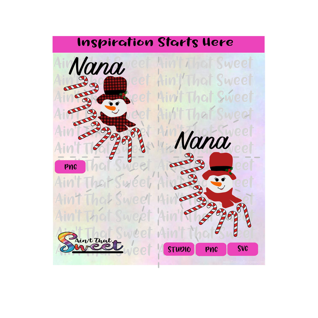 Nana | Snowwoman | Candy Canes - Transparent PNG, SVG  - Silhouette, Cricut, Scan N Cut
