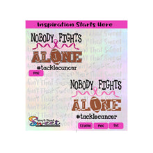 Nobody Fights Alone | #TackleCancer | Football | Flowing Ribbon - Transparent PNG, SVG  - Silhouette, Cricut, Scan N Cut
