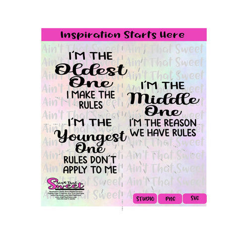 I'm the Oldest One | I'm The Middle One | I'm The Youngest One - Transparent PNG, SVG  - Silhouette, Cricut, Scan N Cut