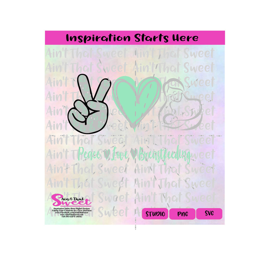 Peace (Heart) Love (Heart) Breastfeeding | Mother Nursing Child - Transparent PNG, SVG  - Silhouette, Cricut, Scan N Cut